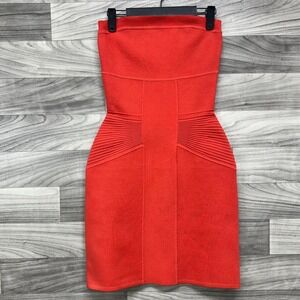 Martisse Mini Tube Dress Women's L‎ Orange Cotton Knit Ruched Strapless Pullover